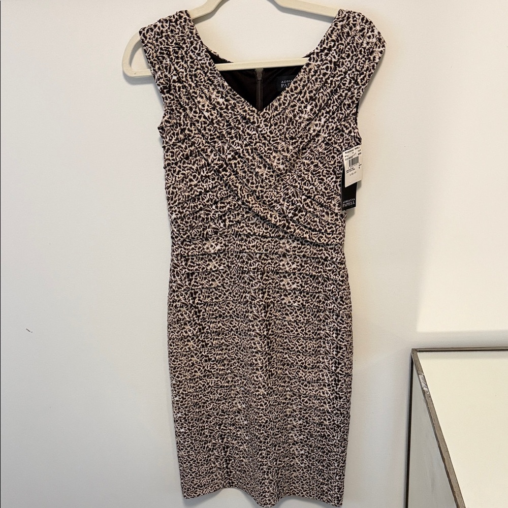 Adrianna Papell Elegant Brown and Beige Patterned Dress